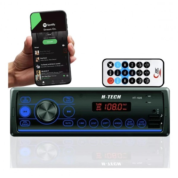 Som Automotivo H-tech Ht-1025 Bluetooth Usb Mp3 Com Controle