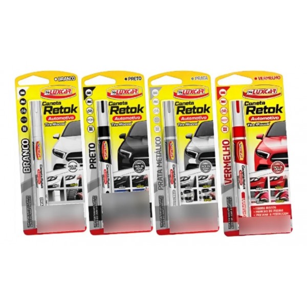 Caneta Retok Tira Riscos Automotivos Diversas Cores Luxcar Cor Branco
