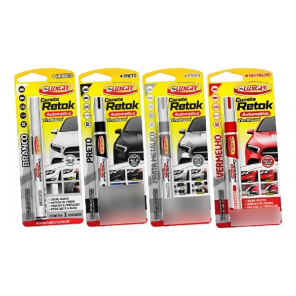 Caneta Retok Tira Riscos Automotivos Diversas Cores Luxcar Cor Preto