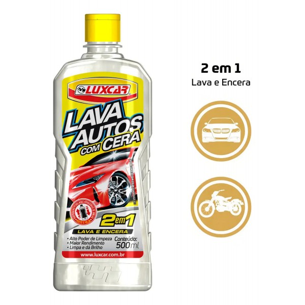 Lava Autos Líquido Com Cera Luxcar Shampoo Automotivo 500ml