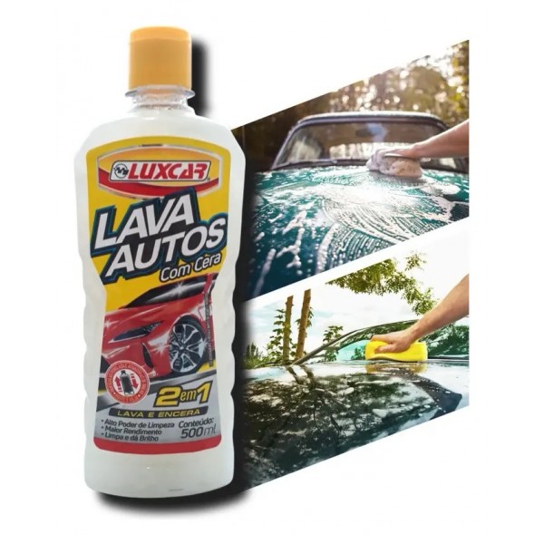 Lava Autos Líquido Com Cera Luxcar Shampoo Automotivo 500ml