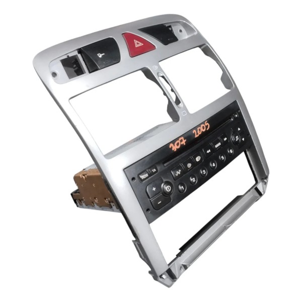 Moldura Central Painel Com Rádio Mp3 Peugeot 307 Prateado