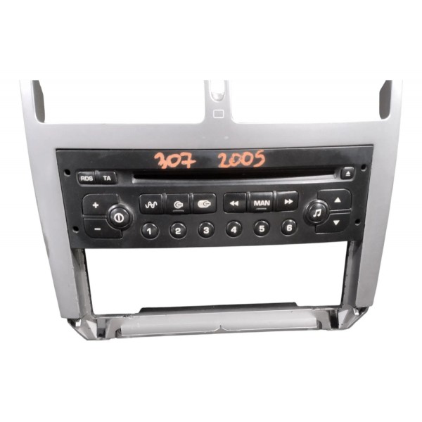 Moldura Central Painel Com Rádio Mp3 Peugeot 307 Prateado