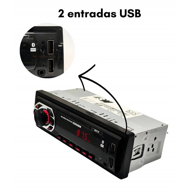 Radio Automotivo Truck Tudo Mix2002 Bluetooth 2 Usb Sd Fm